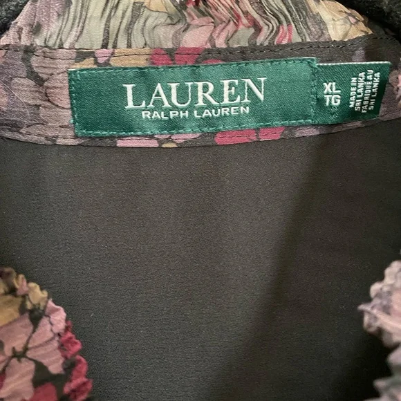 Lauren Ralph Lauren Romantic Georgette Floral Tiered Sleeve Crinkle Blouse - Picture 3 of 5